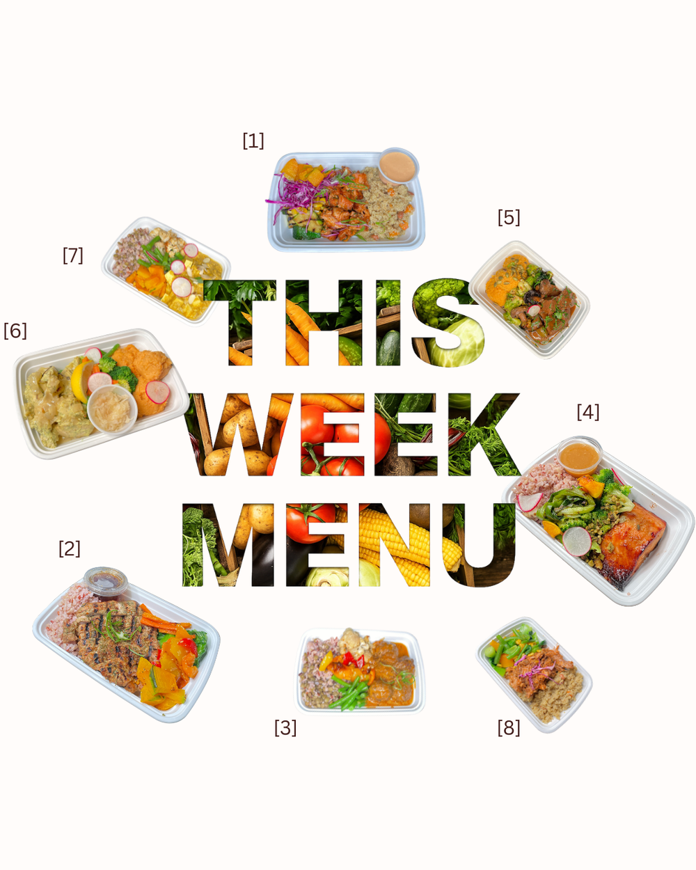 Weekly meal prep menu in Toronto with a variety of high protein meals and balanced options